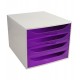 ECOBOX de 4 cajones gris/azul hielo tran - Gris/violeta transparente