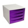 ECOBOX de 4 cajones gris/azul hielo tran - Gris/violeta transparente