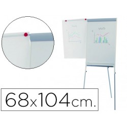 Pizarra blanca rocada con tripode para conferencias magnetica lacada brazo extensible 68x104 cm altura.